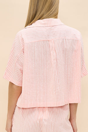 Pink white stripe top
