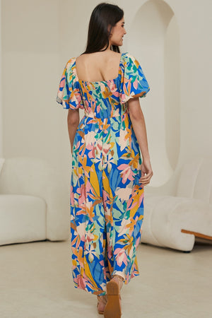 Blue multi floral jumpsuit