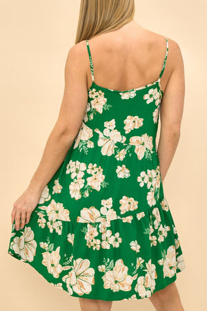 Green white floral dress