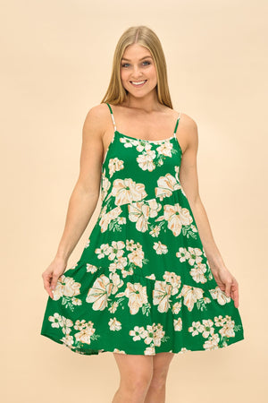 Green white floral dress