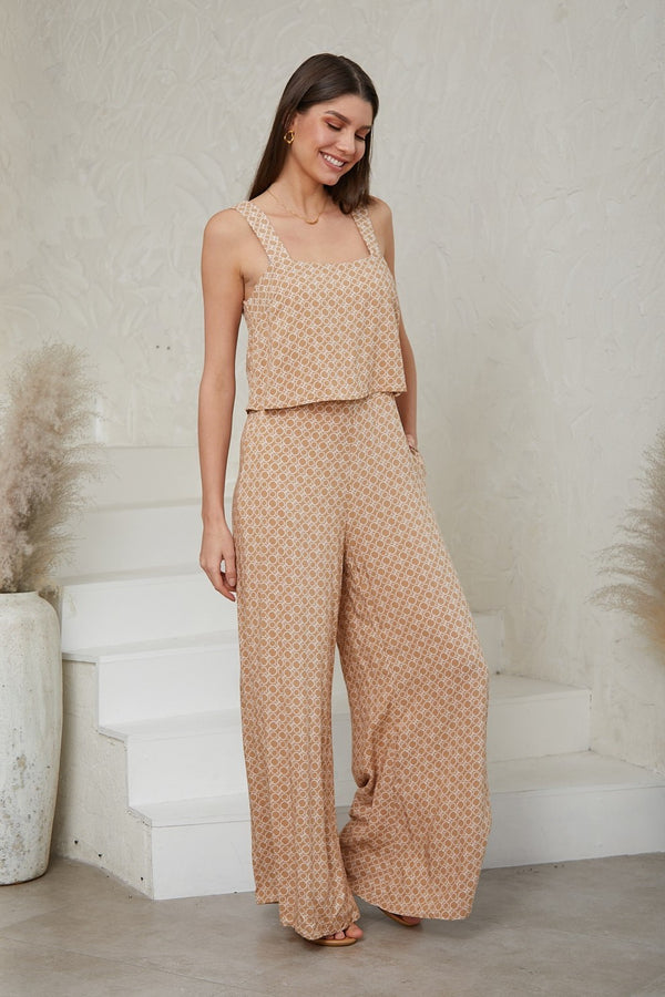 Beige Ring Print Jumpsuit