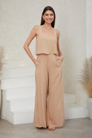 Beige Ring Print Jumpsuit