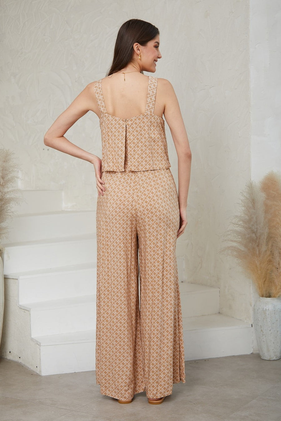 Beige Ring Print Jumpsuit