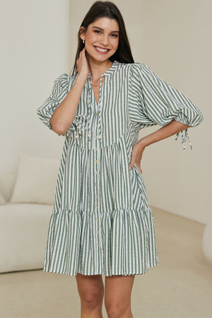 White Sage striped babydoll dress