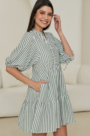 White Sage striped babydoll dress