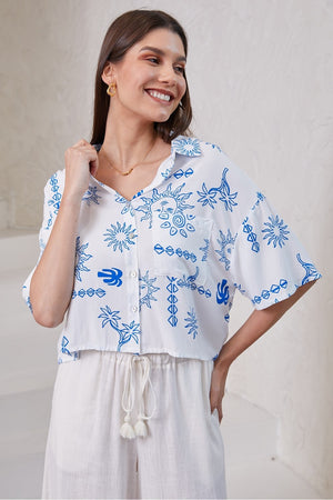 White blue sun shirt