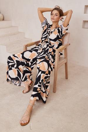 Black Tan pattern pants