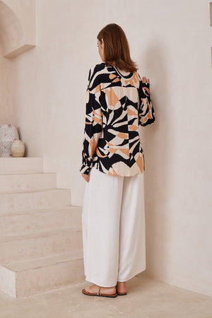 Black tan pattern long sleeve shirt