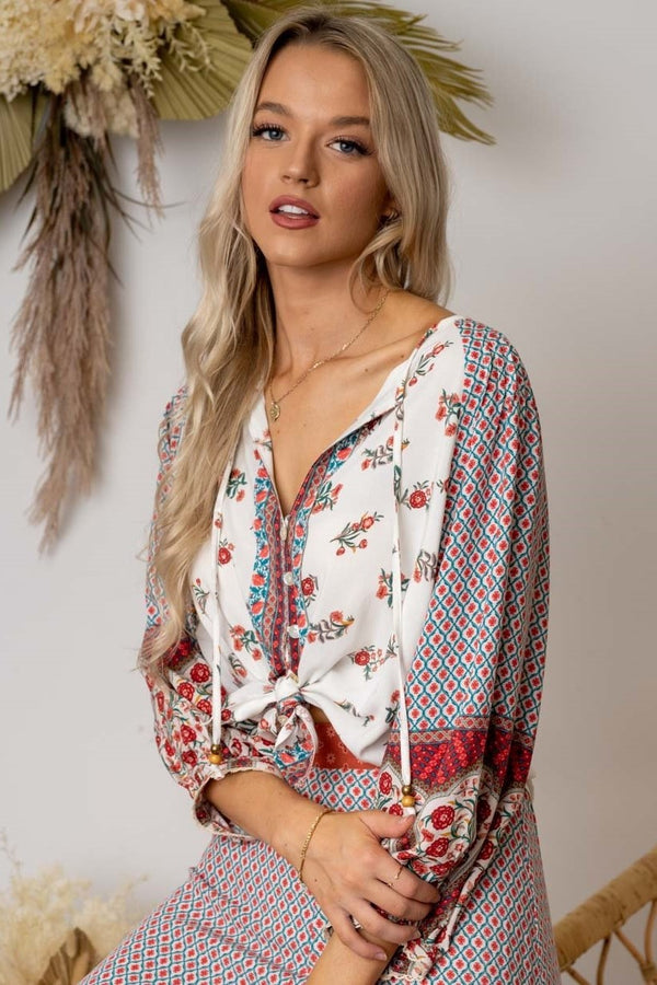 White red floral top