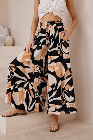 Black Tan pattern pants
