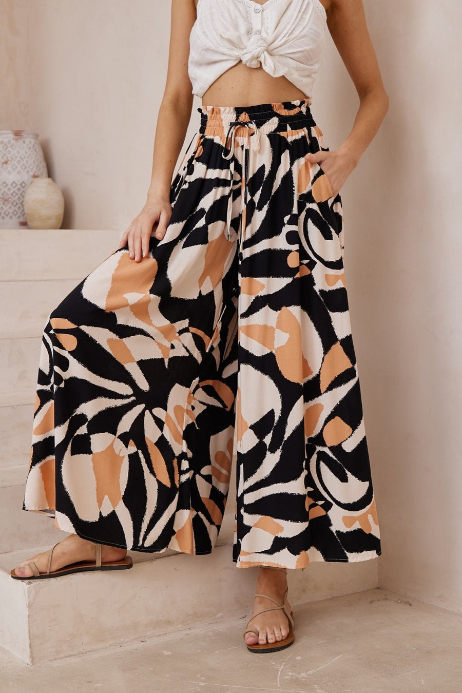 Black Tan pattern pants