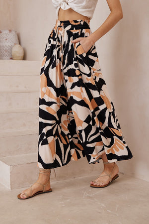 Black Tan pattern pants