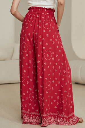 Red Beige Boho pattern pants