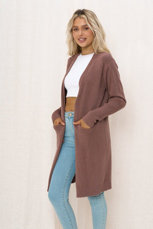 Mocha long knit cardigan