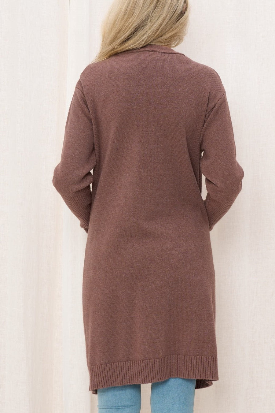 Mocha long knit cardigan