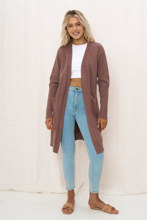 Mocha long knit cardigan
