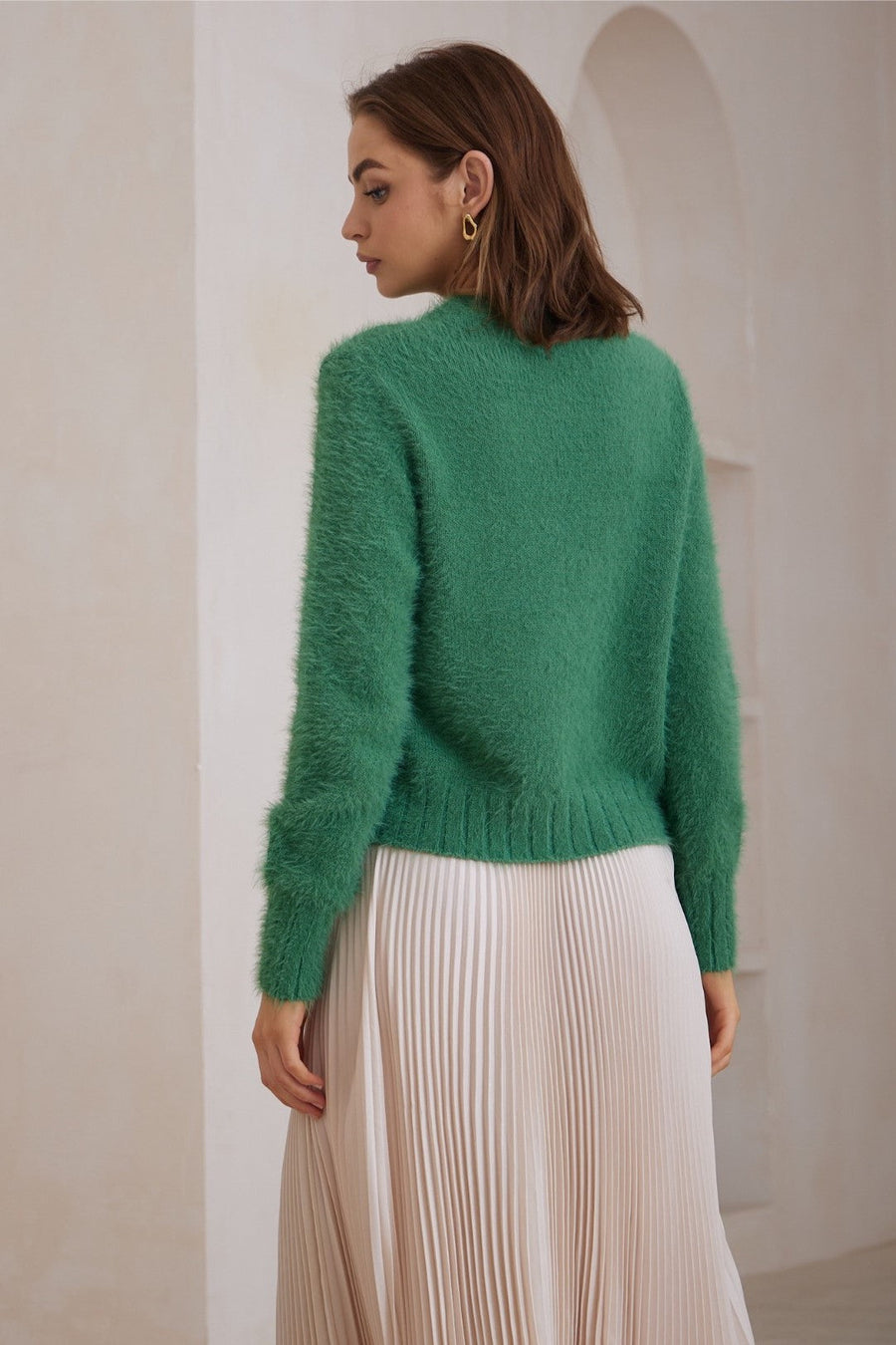 Green fluffy jumper