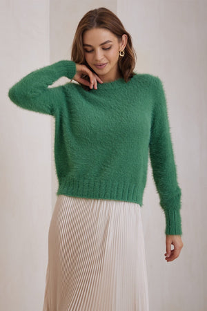 Green fluffy jumper
