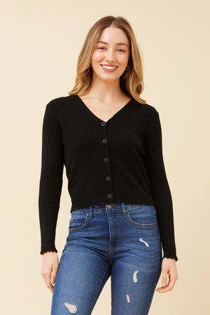 Midnight Ribbed Cardigan