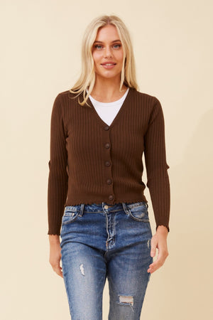 Mocha Ribbed Cardigan