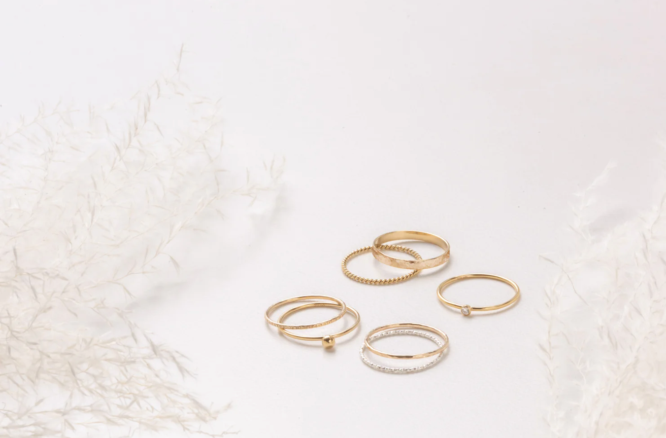 Asia 14k Gold Filled 7pc Ring Set