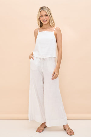 White linen long pants