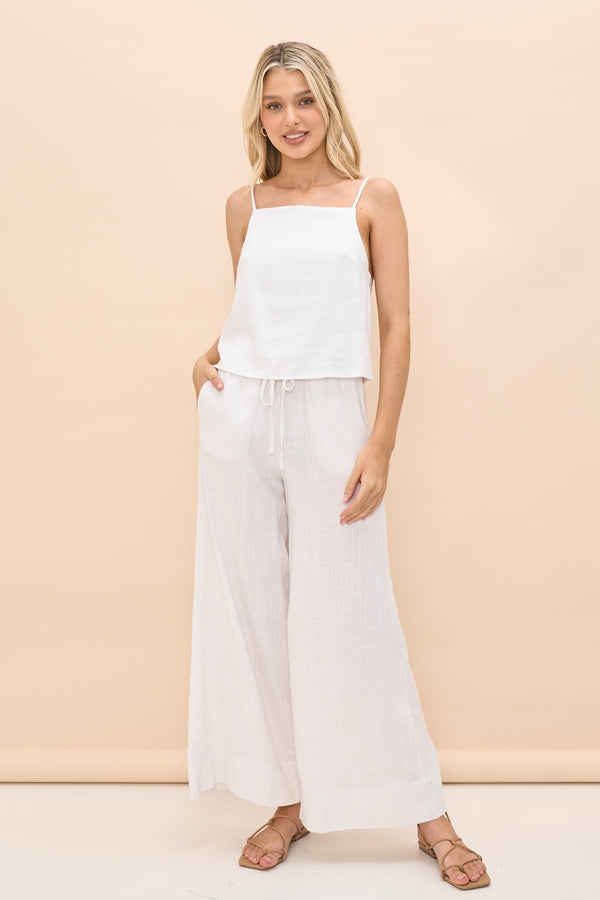 White linen long pants