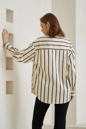 Cream brown stripe shirt