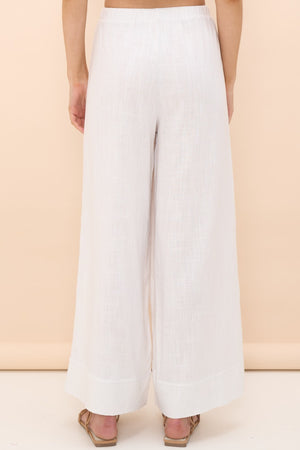 White linen long pants