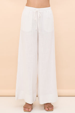 White linen long pants