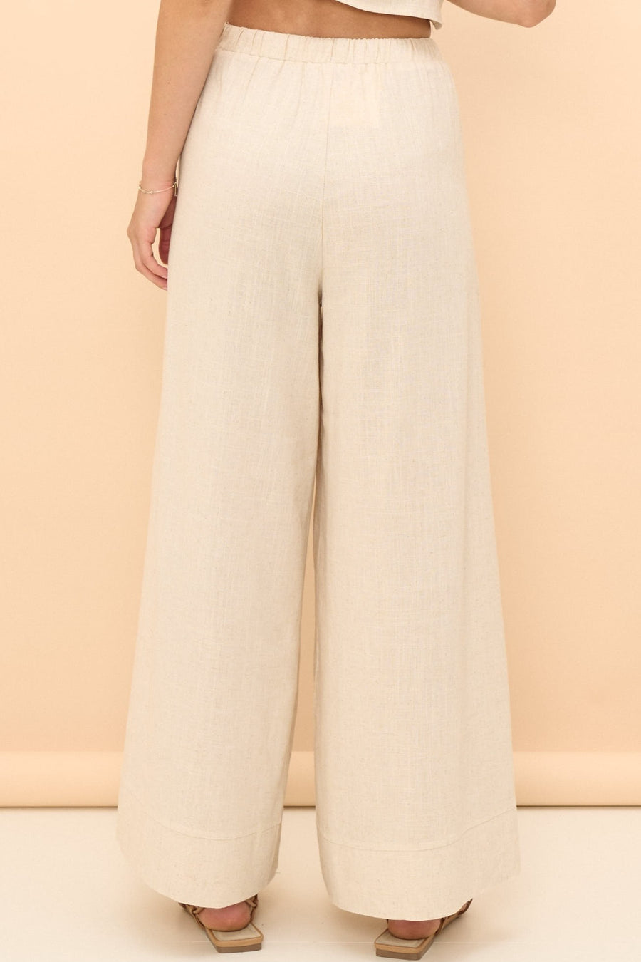 Beige linen long pants