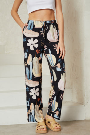 Black cactus pattern Pants