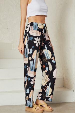 Black cactus pattern Pants