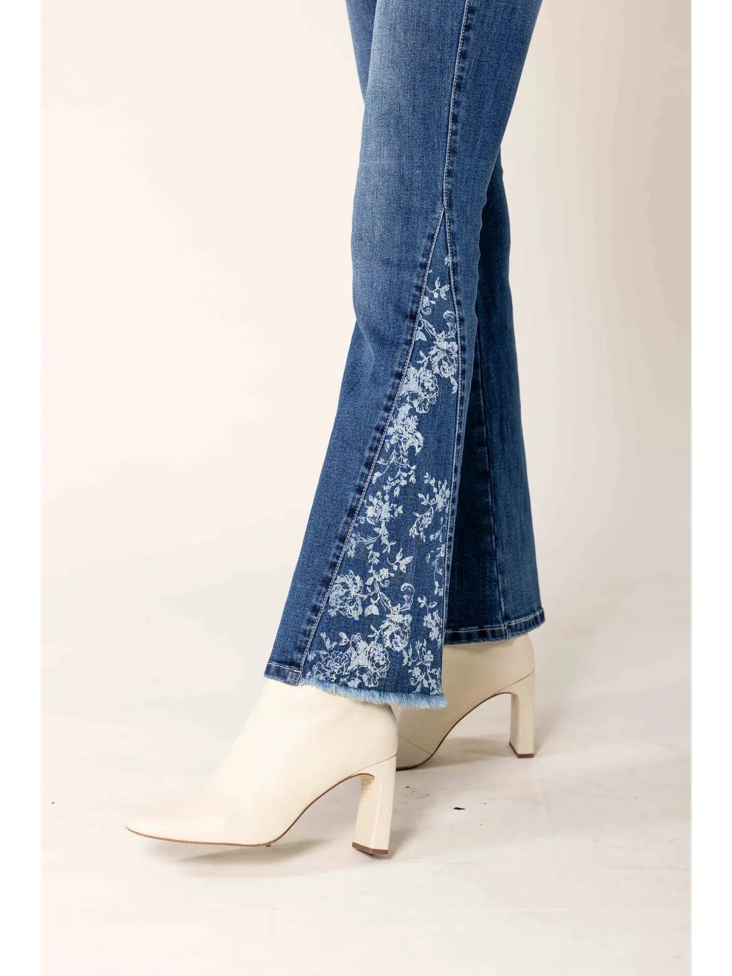 Nina Floral Flare Jeans
