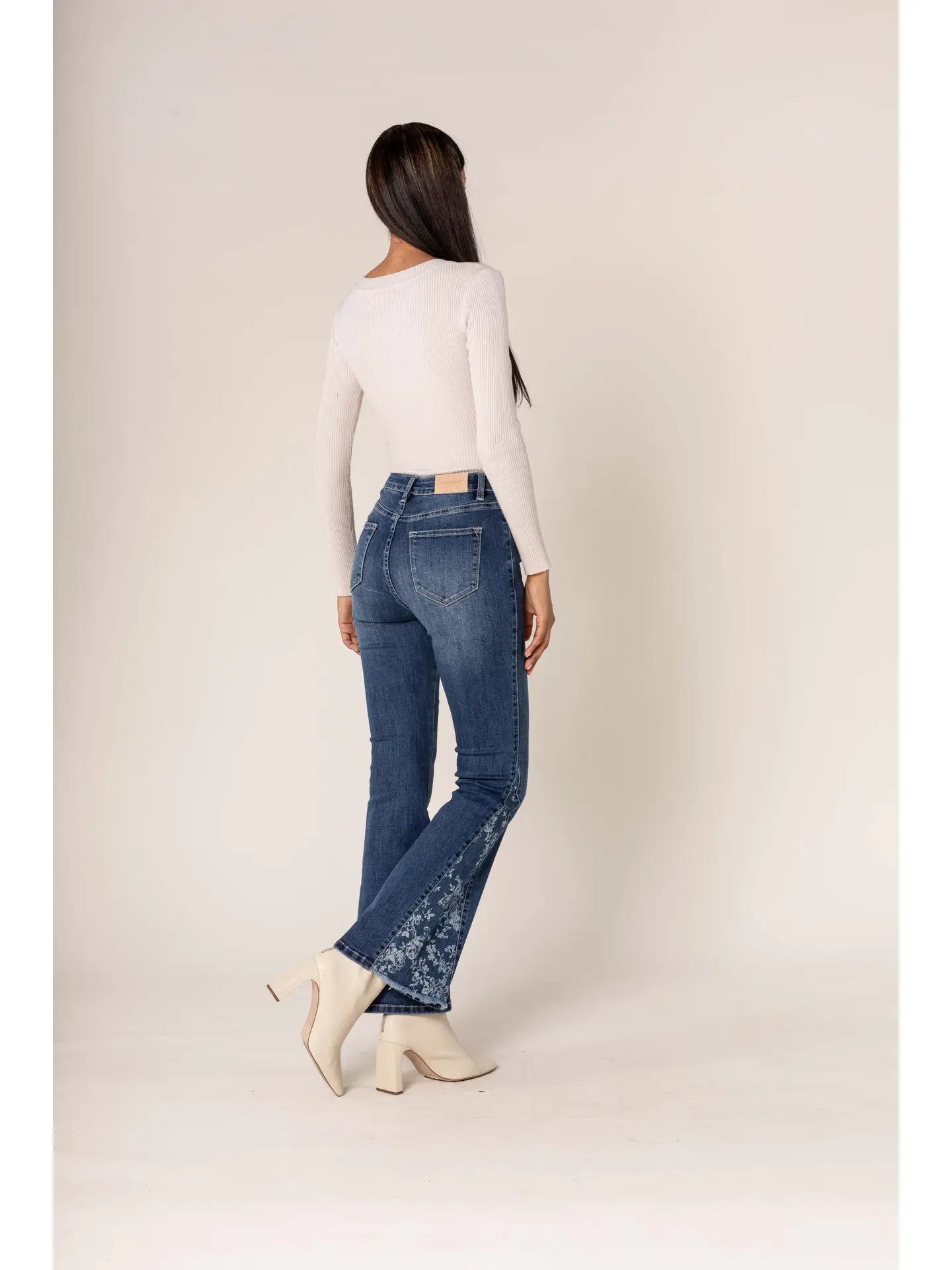 Nina Floral Flare Jeans