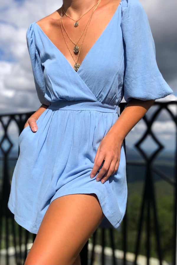 Wanna Stay Playsuit Blue