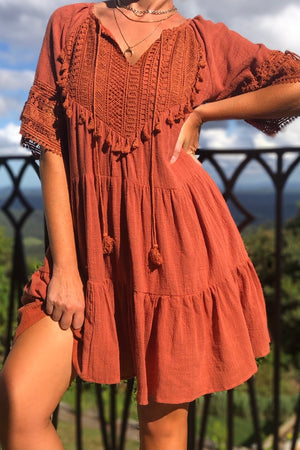 Hearts Horizon Dress Rust