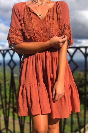 Hearts Horizon Dress Rust