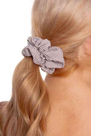 Beige Striped Scrunchie