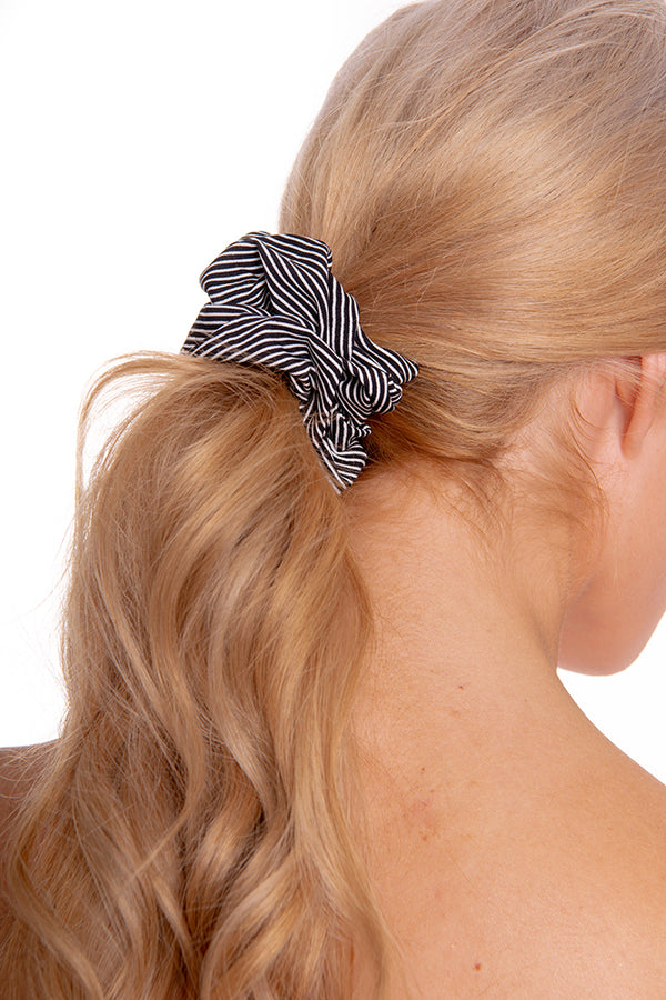 Black Striped Scrunchie