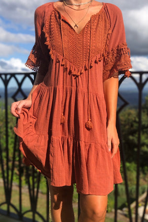 Hearts Horizon Dress Rust