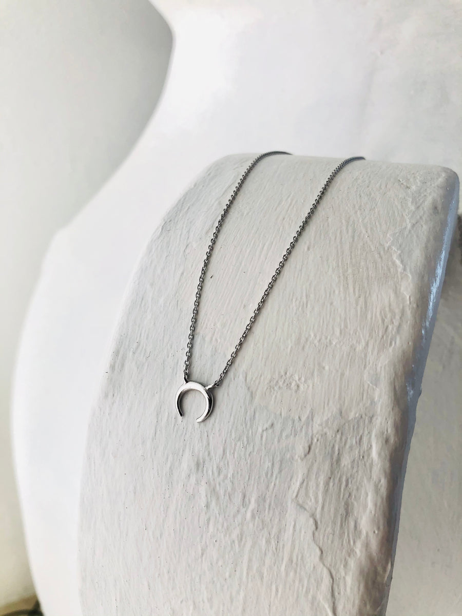 Moon Crescent Necklace Silver 925