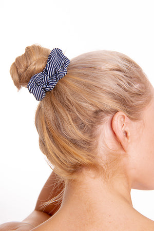 Navy Striped Scrunchie